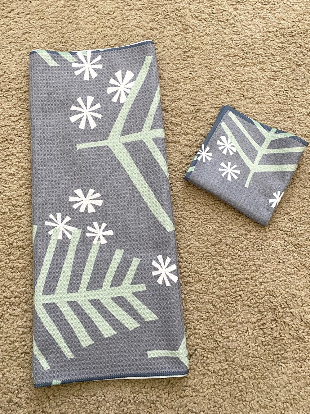 Geometry Tea Towel and Dish Cloth Trees Snowflake Holiday Winter Christmas